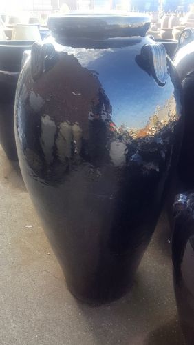 Economy Glazed Squat Temple Jar 500 x 1050 H mm - Black